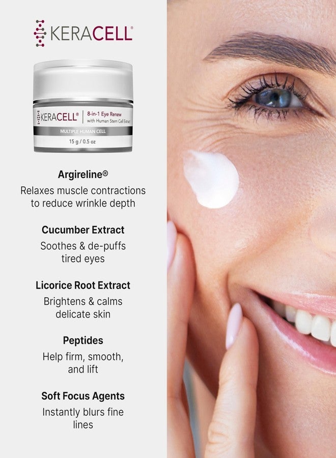 Keracell Eye Cream Anti Aging Solution – 8-in-1 Renew Cream with MHCsc Technology – Under Eye Cream for Dark Circles - Reduces Puffiness, Fine Lines, Wrinkles – With Peptides & Cucumber - 0.5 oz - Image 4